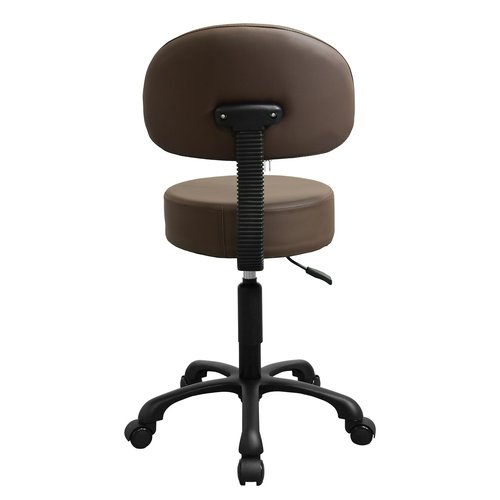 Lilfurni Black Lift Swivel Rolling Stool Round Chair,Thick Sturdy Padding,Adjustable Stool with Wheels for Doctor,Medical,Massage Salon,Office,Shop(with Back, Brown)