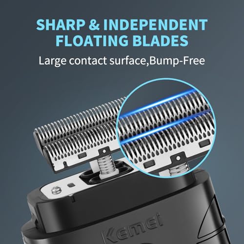 KEMEI Professional Electric Foil Shaver for Men, Beard Trimmer & Men's Grooming Tool, Foil Shaving and Bald Head Precision Trimmer. Cordless and Rechargeable with USB. Gifts for Men