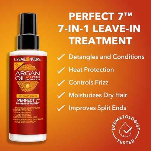 Creme of Nature, Argan Oil for Hair, Perfect 7-in-1 Leave-in Treatment, for Healthy Hair with Exotic Shine, 5.1 Fl Oz (Package May Vary)