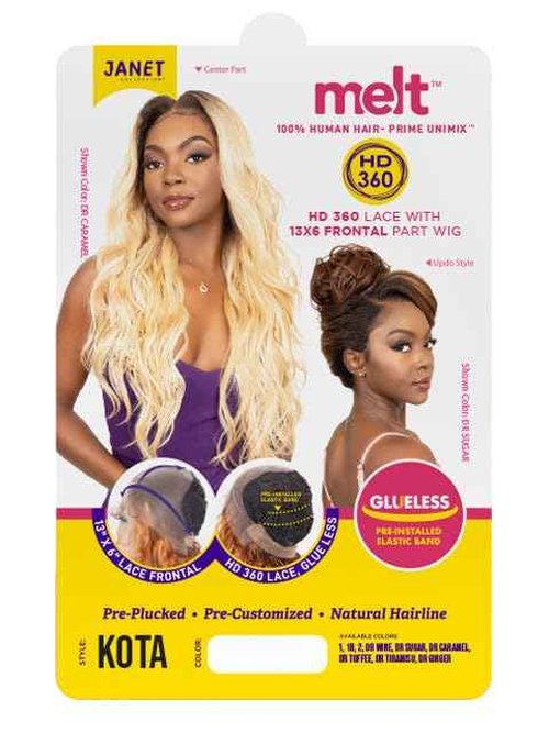 Janet Collection 100% Human Hair -Prime Unimix HD 360 Lace 13x6 Frontal Part Wig - Kota