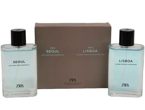 Zara Man Seoul 532-8 Sinsa Dong Gangnam-Gu + Lisboa Colombo Avenida Do Colegio Cologne for Men Fragrance Set EDT Eau De Toilette 2x 90 ML (3.0 FL OZ)