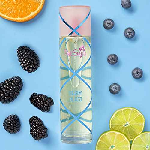 Pink Sugar Berry Blast Eau de Toilette Perfume for Women, Body Mist, Hair Fragrance, Sweet + Fruity Scent, Notes of Blueberries, Blackberries, Cotton Candy & Vanilla