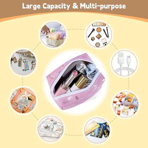 3.9" Mini Makeup Bag, Small Makeup Bag for Purse, Portable Mini Makeup Pouch for Lipsticks, Chapsticks, Coin, Earphone, Credit Card (White Butterfly)