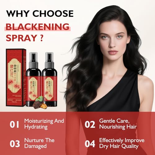 Saffron Hairs Blackening Spray, Herbal Black Hair Spray, Japanese saffron Essence Hair Spray, Smooth Out Frizz, Leaving Hairss Shiny and Shiny (3pcs)