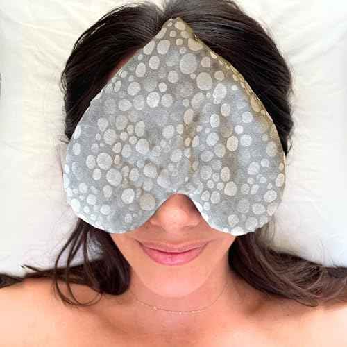 Cooling Eye Pillow with Lavender ? Grey Dot Heart Mask for Puffy Eyes, Stress Relief, Sensory Recovery ? Meditation & Bedtime Calm Gift Under $40