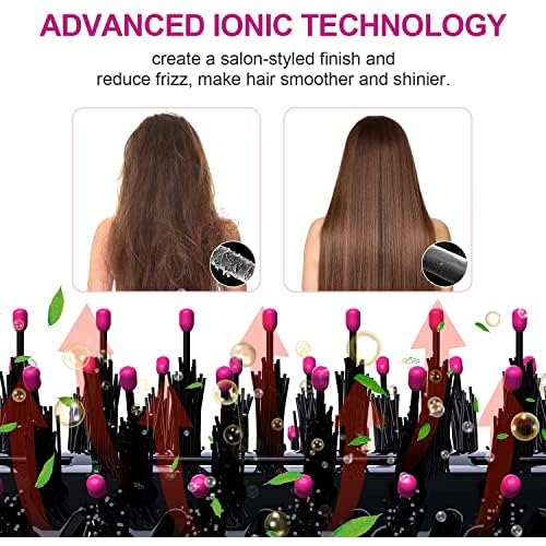 Hair Dryer Brush, 4 in 1 One Step Hair Dryer and Styler Volumizer, Professional Hot Air Brush with Negative Ion Anti-frizz Blowout for Drying, Straightening, Salon, Black Pink