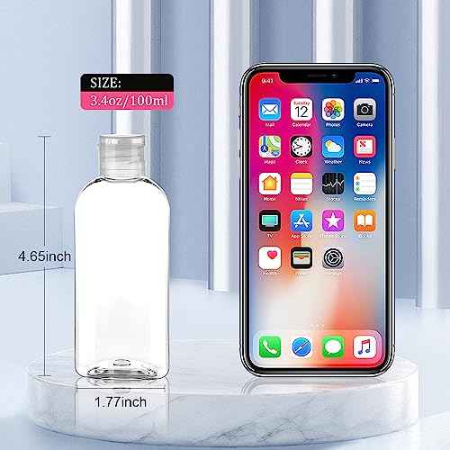 Travel Size Containers Plastic Travel Bottles for Toiletries Leak Proof Squeeze Bottle with Flip Cap TSA Approved 3.4oz/100ml Small Bottles for Liquids, Shampoo & Lotion (5 Pack)