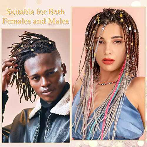 294Pcs Hair Jewelry for Braids Loc Jewelry for Hair Dreadlocks, Braid Accessories for Women Men, Gold Braid Accessories with Cuffs Charms Pendants