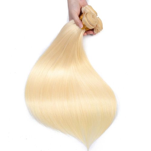 613 Straight Bundle Honey Blonde Human Hair 3 Bundles 100% Unprocessed Virgin Hair Brazilian Double Weft Extensions Blonde Color 20 22 24 Inch For Women
