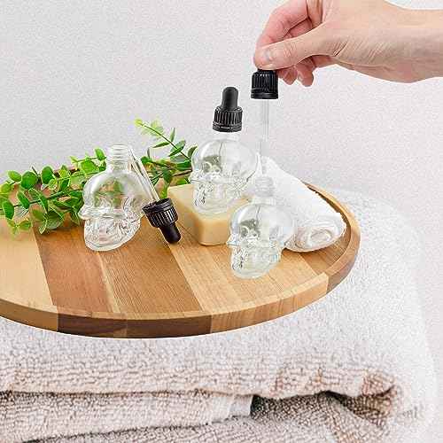 Cornucopia Brands Skull Glass Dropper Bottles (Pack of 2, 2oz, Clear) Bitter Flavor Tattoo and Beard Oil Dispenser