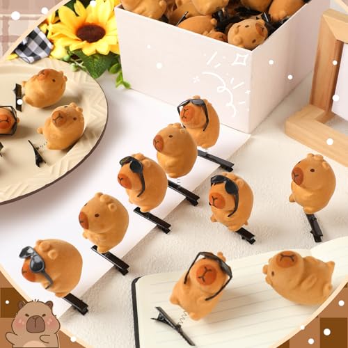 30 Pcs Capybara Hair Clips Kawaii Cartoon Capybara Sunglass Clips Funny Decorative Hair Accessories for Women Men Summer Holiday Party Decor