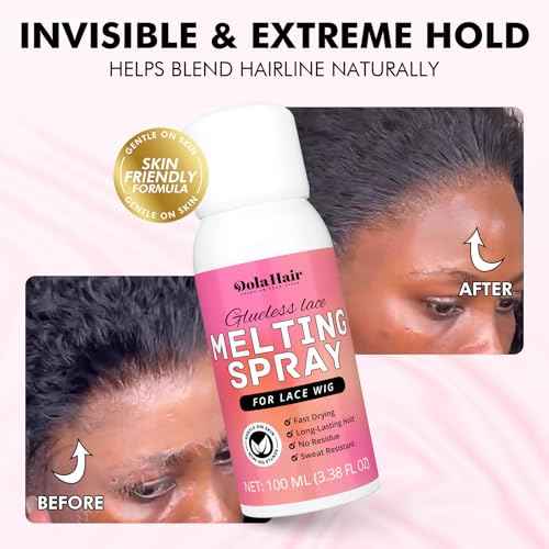 Dolahair Lace Melting Spray for GlueLess Wigs lace Bond Melting Spray Bond Adhesive Wig Glue Spray (Melting Spray/1 Band/1 Brush)