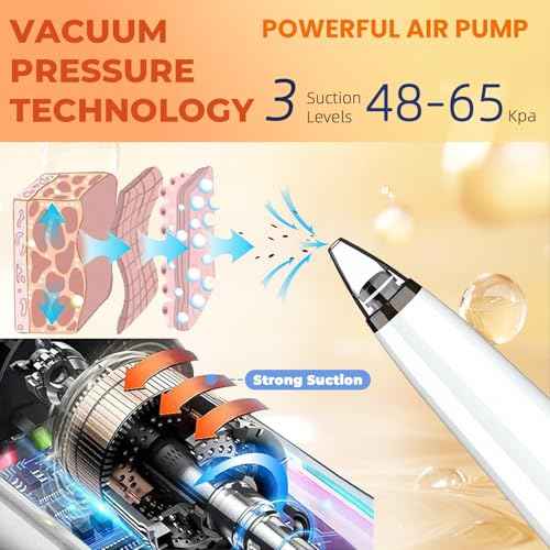 2025 Pore Vacuum Kit, USB Rechargeable Blackhead Remover Vacuum Kit,3 Levels Adjustable Pore Vacuum Blackhead Remover, with 6 Suction Power Probe,4 Golden Needle face Vacuum Pore Cleanser Kit-White