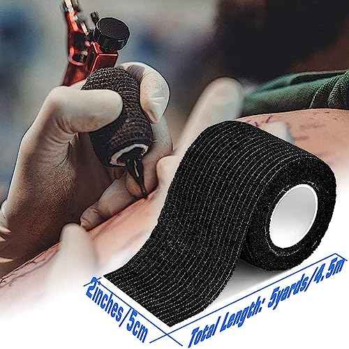 Self Adhesive Bandage Wrap Tattoo Grip Tape 2 inch x 5 Yards Cohesive Bandage Wrap Medical Wrap for Sports & First Aid, Elastic Self Sticking Bandage Tape Vet Wrap for Dogs£¨24PC