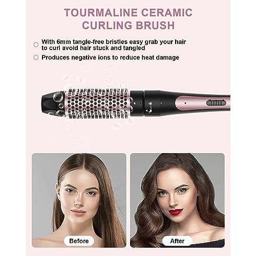 6 in 1 Wand Curling Iron, 3 Barrel Curling Iron Set with Thermal Brush (1.5") and 5 Interchangeable Ceramic Wand Curler (0.35"-1.25"), 2 Temp Heating Setting, Halloween Christmas Gifts for Women