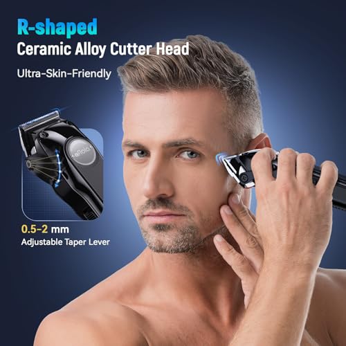 Professional Hair Clippers Trimmer for Men - Cordless Barber Clippers Set with High Torque Brushless Motor & DLC Coated Detachable Blade& Charging Stand, Premium Gifts for Men