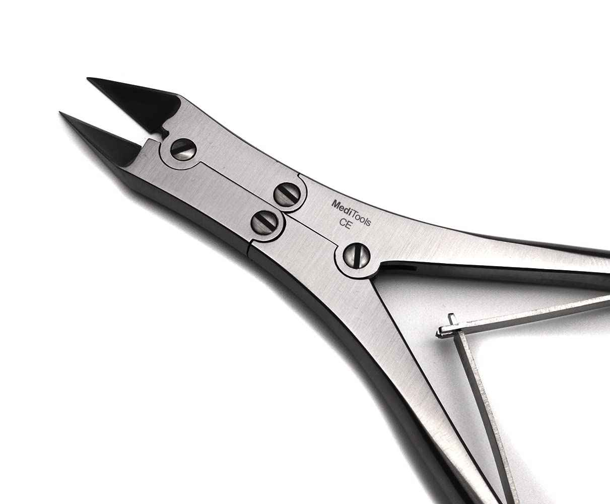 MediTools - Double Action Toenail Nippers, Clippers, Compound Action, Heavy Duty Thick Toenail Cutter, Pedicure, Podiatrist's Nippers, Straight Cut, Ingrown Nails Cutter, Stainless Steel, Premium