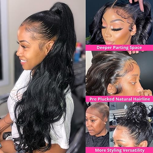 360 Lace Frontal Human Hair With Baby Hair - Body Wave HD Transparent Lace Frontal, Raw Virgin Human Hair, 360 Closure Natural Color 22 Inch