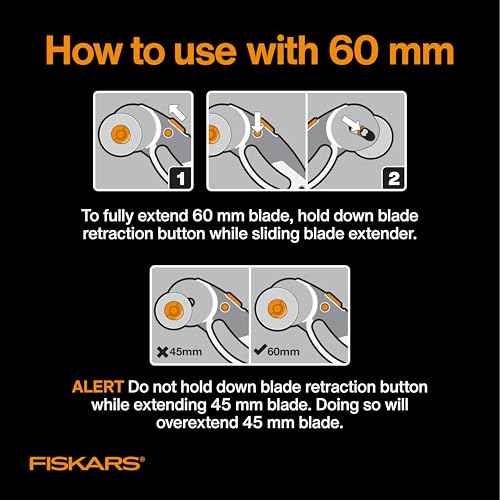 Fiskars 193730-1004 Straight Rotary Replacement Blades, 60mm, 5 Pack , Silver