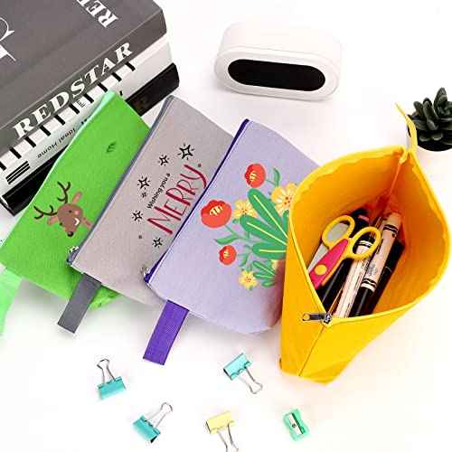 10 Pieces Cotton Canvas Makeup Bag with Bottom and Strap, Multi-Purpose Cosmetic Bag with Zipper Travel Toiletry Pouch, Blank DIY Craft Bag Pencil Bag (Multicolor 02, XS) (MN-WB07)