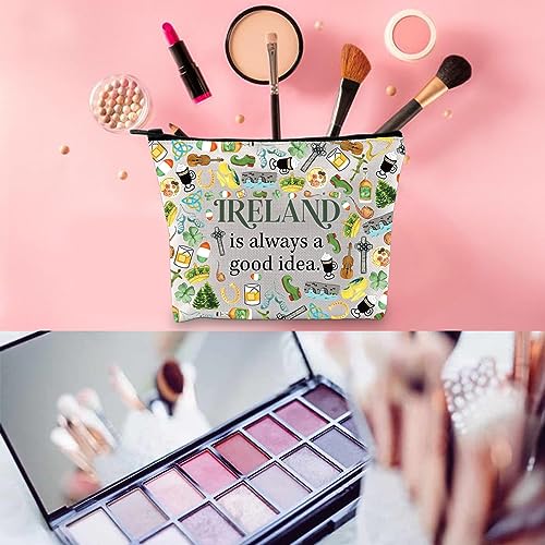 WCGXKO Ireland Trip Gift Ireland Lover Gift Ireland Merch Ireland Zipper Pouch Makeup Bag (IRELAND Bag)
