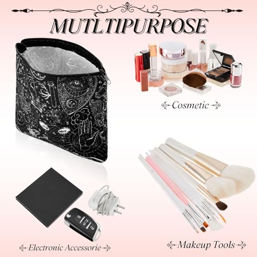 Amylove 6 Pcs Halloween Makeup Bag Goth Purse Gift for Women Portable Skeleton Cosmetic Makeup Zipper Pouch Funny Travel Zipper Gothic Purse Spooky Gifts for Party Favors