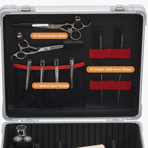Large Barber Carrying Case, Hairdresser Tool Box Organizer Traveling Case, Portable Travel Barber Suitcase for Hair Stylist Pet Groomer Beauty Salon Makeup Artist