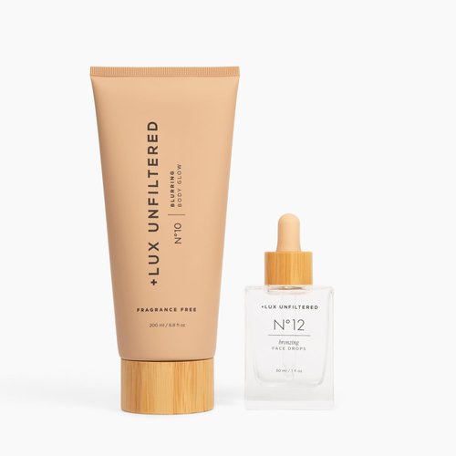+ Lux Unfiltered Date Night Set with N°12 Bronzing Self Tanning Drops and N°10 Blurring Body Glow