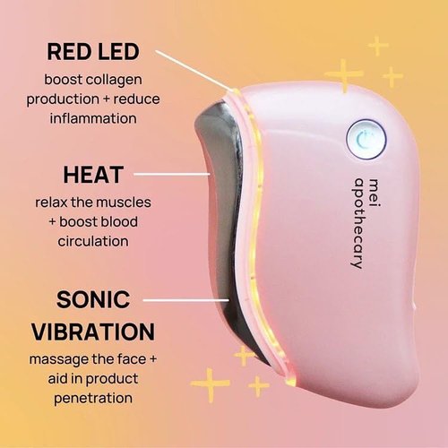 Mei Apothecary Triple Threat LED Gua Sha Tool Natural, Non-Toxic Skincare | LED Light, Heat & Sonic Vibration for Enhanced Facial Care