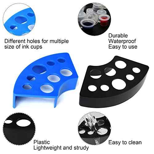 302PCS Tatoo Ink Caps with 300 Tatoo Ink Cups Mixed Size and 2 Ink Cap Holder for Tatoo Ink Tatoo Accessory Tatoo Supplies
