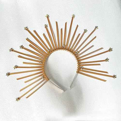 Mary Crown Headband Goddess Spiked Zip Tie Pentagram Hairband Halloween Headdress for Women