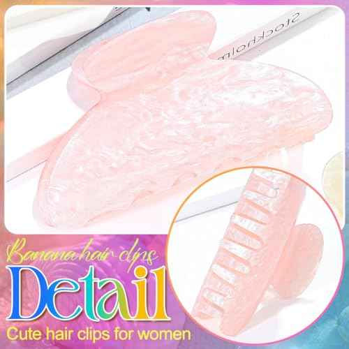 BARTOSI Acrylic Claw Clips Pink Cute Hair Clips Medium Nonslip Hair Claw Barrette Hair Accessories for Women and Girls (Pack of 2)