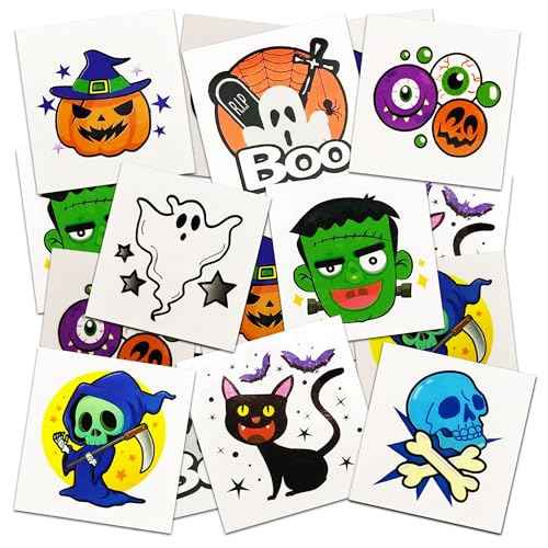 ArtCreativity Individual Halloween Temporary Tattoos for Kids - Pack of 160-2 Inch Non-Toxic Tattoos in 8 Spooky Designs - Trick or Treat Halloween Gifts, Party Favors Supplies, and Goodie Bag Fillers