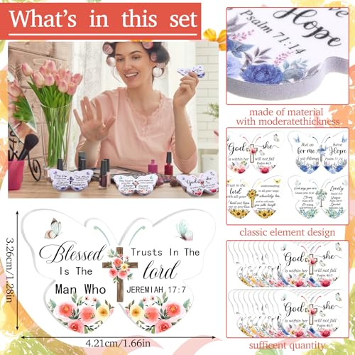 Lothee 80 Pcs Christian Gifts Bulk for Women School Teacher Nail File Christmas Church Bible Verse Emery Board Inspirational Double Sided Religious Manicure Tool for Wedding Birthday Party(Butterfly)