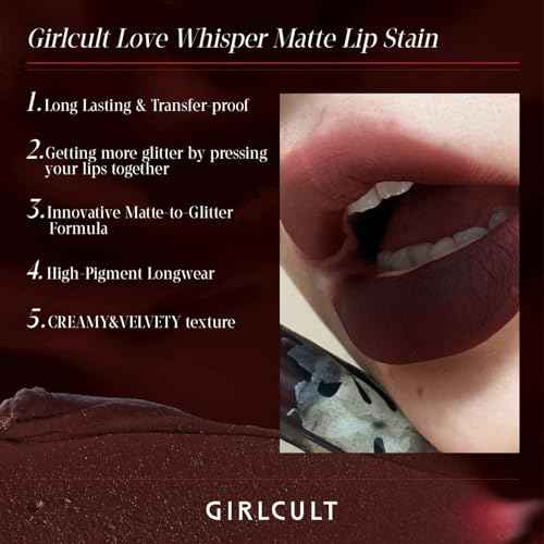GIRLCULT Matte Lip Stain ? Lightweight Velvet Lip Tint, Long Lasting Liquid Lipstick, Transfer Resistant, Non-Drying & Smudge Proof Formula (M60)