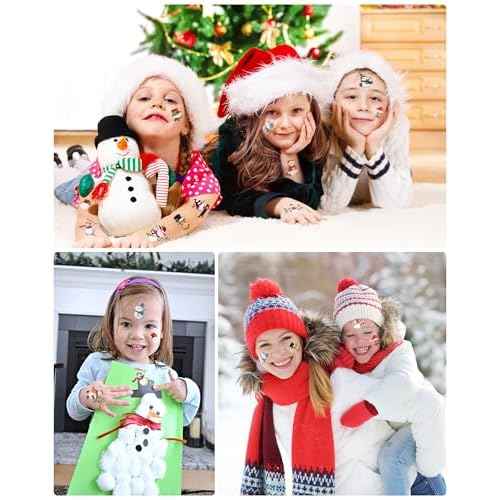 220 Pieces Cute Snowman Temporary Tattoos Stickers,20 Sheets Christmas Winter Snowman Themed Tattoos Stickers Party Decoration Supplies Party favors for Kids Adults