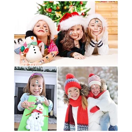 220 Pieces Cute Snowman Temporary Tattoos Stickers,20 Sheets Christmas Winter Snowman Themed Tattoos Stickers Party Decoration Supplies Party favors for Kids Adults