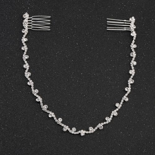 Asphire Vintage Crystal Headband with Side Combs Sparkling Rhinestone Head Chain Iced Out Hair Vine Prom Party Festival Hair Accessories for Women, Silver