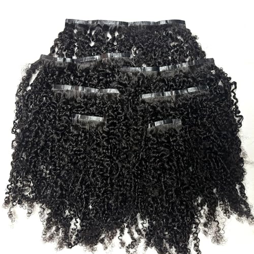 Kinky Curly Clip in Hair Extensions Real Human Hair Seamless PU Clip ins Hair Skin Weft 7pcs/set 120g 20inch for Black Women
