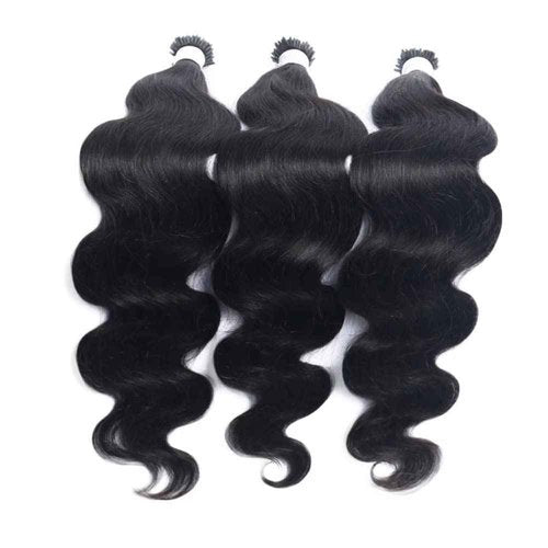 Beayhal I Tips Body Wave Microlink Human Hair Extensions Brazilian 100% Real Human Hair Bundles Itips Micro Beads Body Wave Bulks Pre Bonded Keratin Stick Tipped Hair Extensions 100 Strands 100g 22"