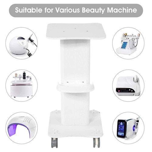 Salon Trolley, ABS Salon Tray Cart Utility Carts Massage Tools Beauty Hairdressing Rolling Trays Trolley Cart with Wheels Use Pedestal Cart Spa Trolley Aluminum Alloy Stand Instrument, White