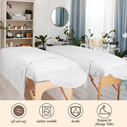 Oudain 6 Set Microfiber Massage Table Sheets Each Set Includes Massage Table Covers, Fitted Sheets, Face Cradle Covers (White)