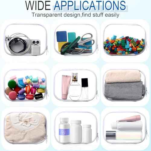 Sanwuta 6 Pcs Clear Hard Zipper Case Hard Plastic Zipper Pouches Makeup Bag Pencil Pouches Transparent Cases for Snacks Plastic Storage Organizer Box for Travel(Clear,7.87 x 5.9 x 2 Inch)