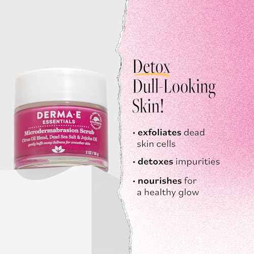 DERMA E Microdermabrasion Scrub with Dead Sea Salt & Citrus Essential Oils ? Facial Exfoliating Scrub Smooths, Revitalizes and Renews ? Ideal for Scars and Wrinkles, 2oz