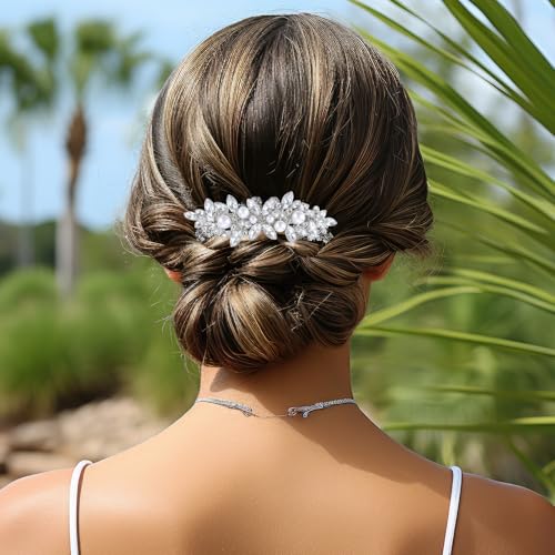 4PCS Hair Barrettes, Rhinestone Hair Clips, 3 Styles Silver Hairpins for Women and Girls, Alloy Hairclips with Rhinestone and Pearl, Sparkly Hair-Accessories for Wedding, Party, Dance and Daily Wear
