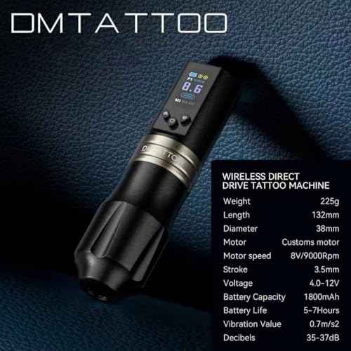 Tattoo Gun Wireless Tattoo Machine 1800mAh Batteries Complete with Tattoo Ink for Tattoo Artist Beginners
