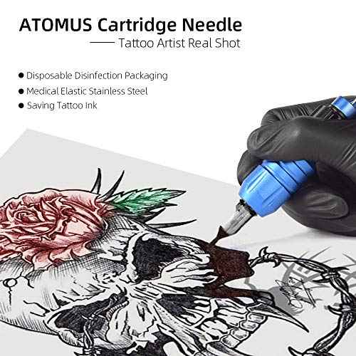 100pcs Mixed Tattoo Cartridge Needles, ATOMUS Assorted Disposable Tattoo Needle 3RL 5RL 7RL 9RL 3RS 5RS 7RS 9RS 5M1 7M1 for Tattoo Machine