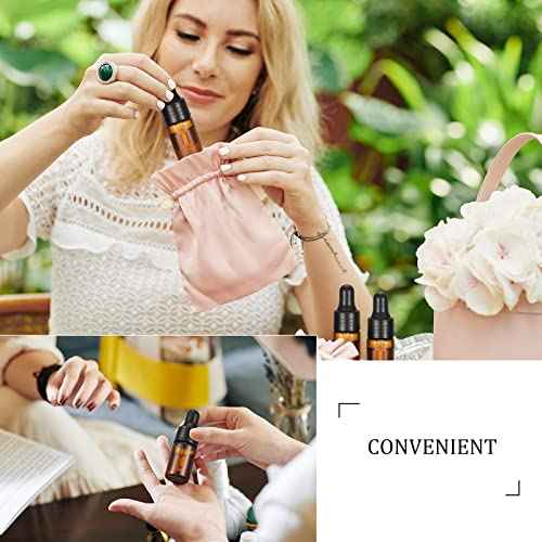 Nuogo 100 Pcs Amber Glass Mini Dropper Bottles Essential Oil Dropping Small Empty Sample Vial with Dropper and Black Caps Tiny Amber Glass Bottles Perfume Jars for Travel(3 ml)