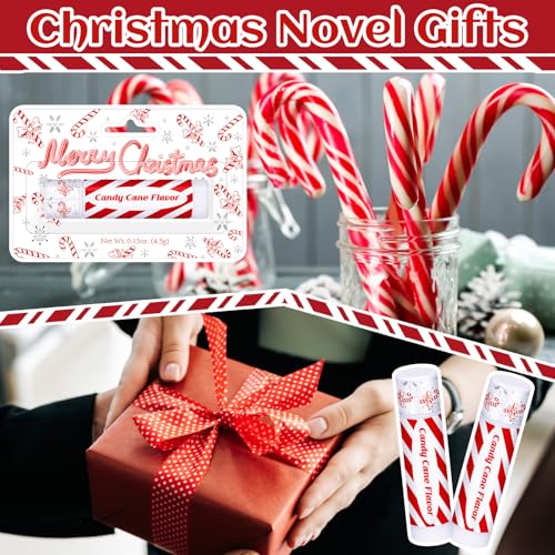 100 Pack Christmas Candy Cane Peppermint Lip Balms Bulk Peppermint Flavor Scented Lip Balms Favors Christmas Party Gifts Stocking Stuffers for Women Men Staffs Employee Coworkers Homeless