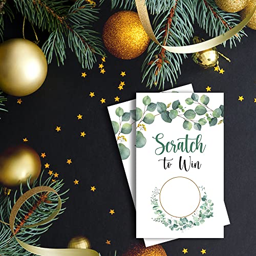 Haizct 50 Pack Eucalyptus Party Blank Gift Certificate Scratch Off Cards for Small Business, Spa Beauty Makeup Hair Salon, Baby Shower, Bridal Shower, Raffle Ticket, Country Wedding-GK079